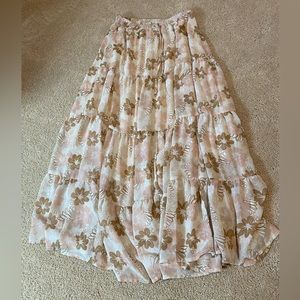 Double lined maxi skirt with drawstring